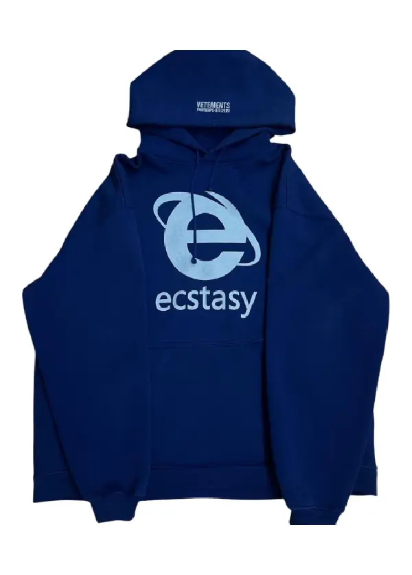 Vetements Ecstasy Navy and Blue Hoodie (1) Vetements Ecstasy Navy and Blue Hoodie (1)